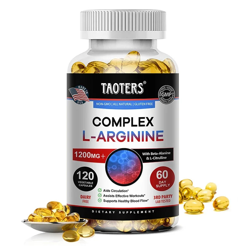 L-Arginine Nitric Oxide Supplement Helps Build Muscle and Supports Blood Flow, Circulation, Nutrient Delivery and Pumping