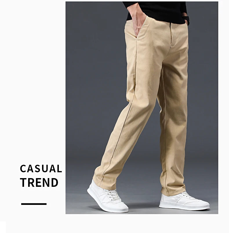 98% Cotton Men's Chinos & Casual Pants, Khaki Pants, Loose Straight , Streetwear Men ,Twill Pants,  Tall Men STRAIGHT Trousers