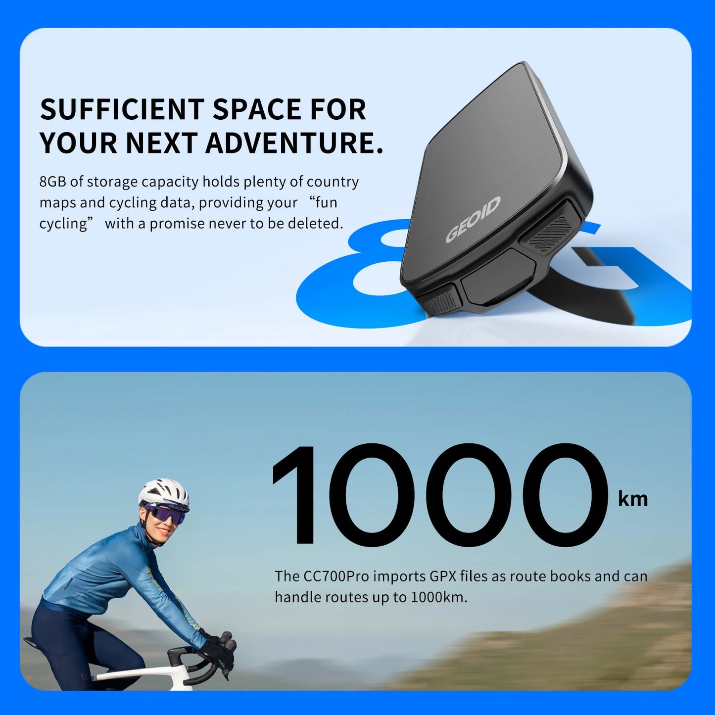GEOID CC700 Pro Bicycle Computer GPS 2.8-Inch Touchscreen Bike Speedometer Global Map Navigation Cycling Odometer for Strava