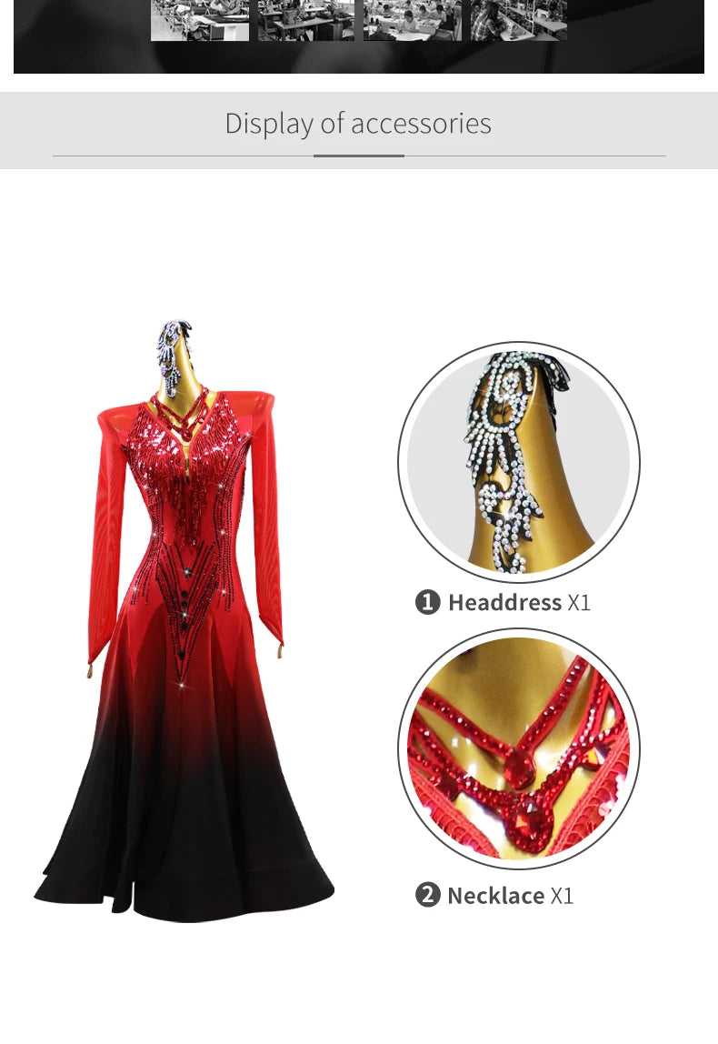 Womens Modern Dress Carnival Girls Ballroom Dance Costumes Waltz Female Suit Korean Stadium Lyrical Long Sleeve Stage Party Sets