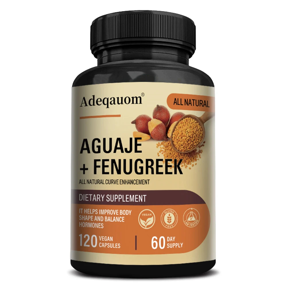 Aguaje + Fenugreek Capsules - 1000mg, Supports Buttocks, Curvy Body & Breast Support, Immune Health, Rich in Protein & Vitamins