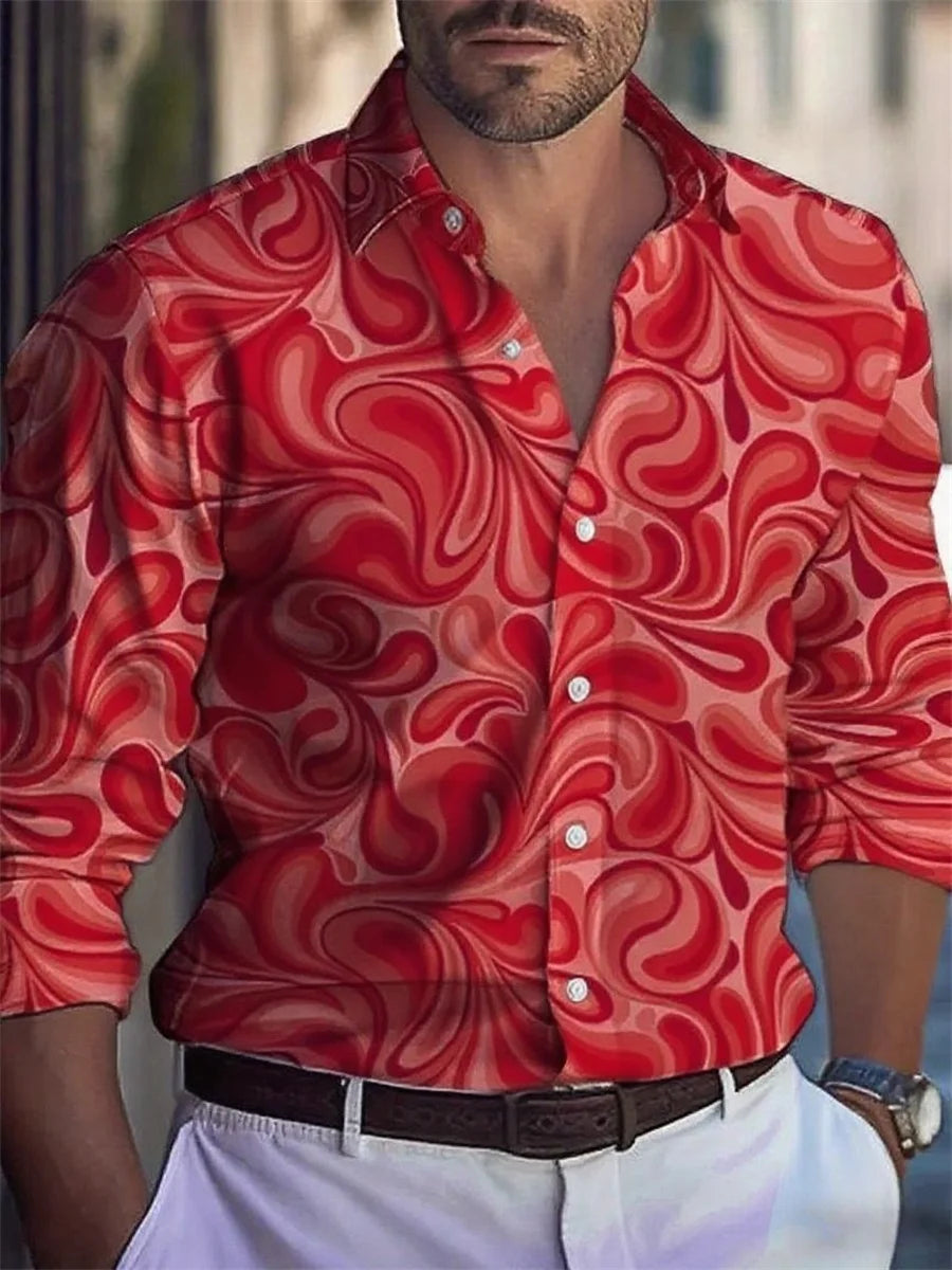 Men's shirt 3D high-definition tropical print long-sleeved shirt, Hawaiian shirt, spring and autumn casual party top XS-6XL size