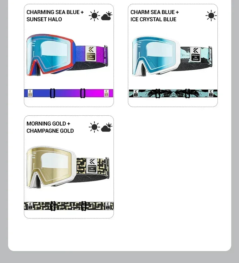 Kapvoe Winter Photochromic Ski Goggle Snow Anti-Fog Sunglasses Snowboard Mask for Men Women Eyewear UV400 Glasses Snowmobile