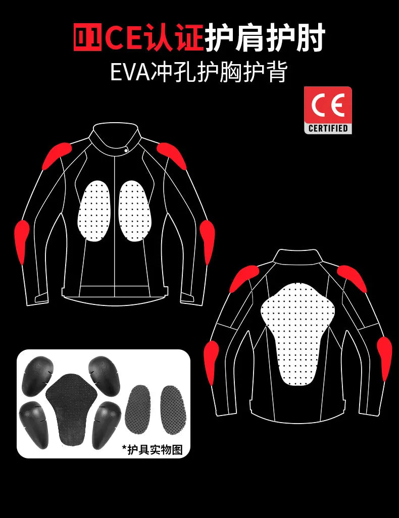 Women Motorcycle Jacket Four Seasons Breathable Lightweight Mesh Cycling Moto Jacket Protector Motocross Suit CE Protective