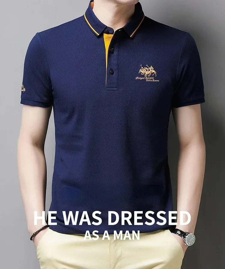 Summer Mens Short Sleeve Embroidered Polo Shirts Breathable Lightweight Shirt Luxury Top Casual Lapel T-shirt Men T Shirt Homme