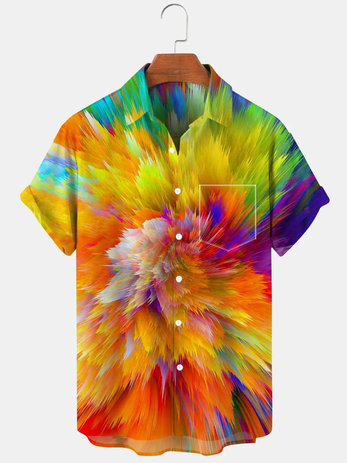 New Hawaii Spring/Summer Fashion Leisure Street Walk Tourist Beach Printed Full Open Short Sleeve Button Shirt, Quick Shipping