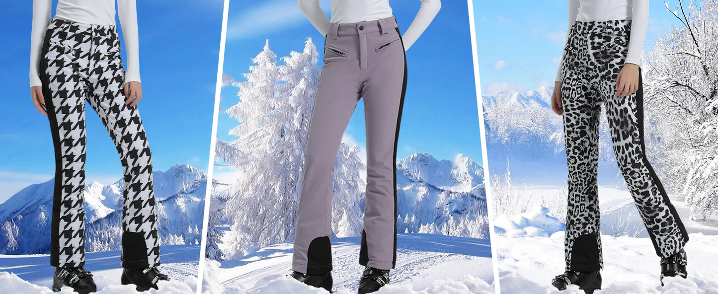 2025 GSOU SNOW Female Ski Pants Snow Slim Waterproof Insulated Windproof Winter Women Snowboard Pants Outdoor Sports Hiking Warm