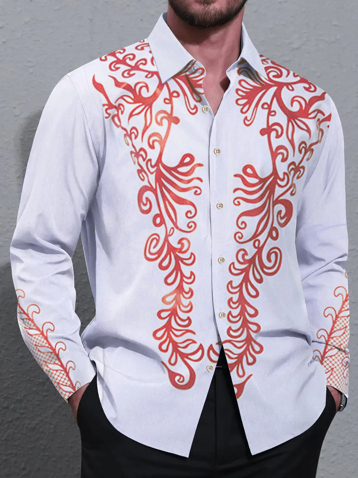 Men's shirts, button down shirts, casual shirts, spring and summer, printed long sleeves Tops fashion comfortable Men Clothing