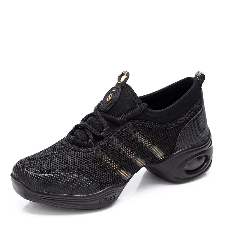 Breathable Dance Sneakers Woman Man Black Red Air Mesh Split-sole Square Dance Salsa Dancing Shoes Girls Ladies Sports Shoes