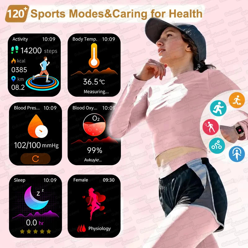 2025 New Women Men AI Smart Diagnosis Watch HRV+PPG Blood Pressure Heart Rate Health Monitor IP68 NFC Fashion Sports Smartwatchs
