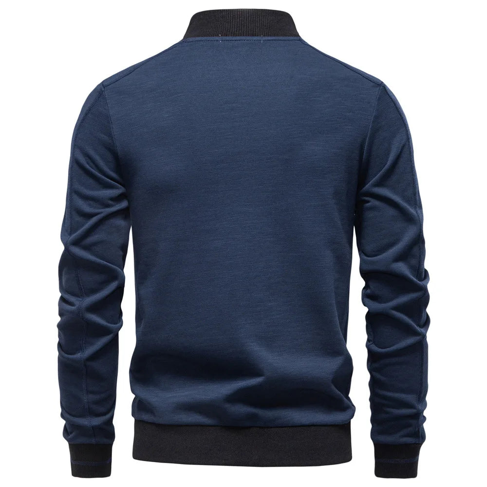 2025 Autumn and Winter New Style Men's Casual Jacket with Baseball Collar, Zipper Design and Solid Color for Versatile Matching