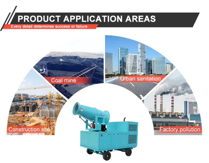 High Safety Engine Gear Fog Cannon | CE ISO Certified Dust Suppression Equipment for Mining, Ash Unloading & Waste Disposal