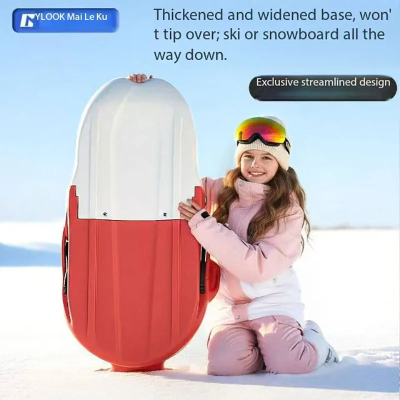 High back snowboard, children's thick and wear-resistant snow toboggan, snowboard, sled, outdoor skateboard, ice skates