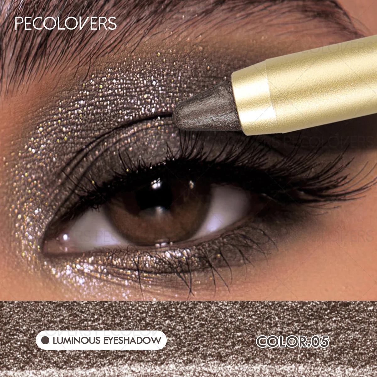Smudge-Proof & Waterproof Eyeshadow Stick,Dual-Ended Eye with Shadow Stick,Sponge Brush,Glitter & Matte Finishes