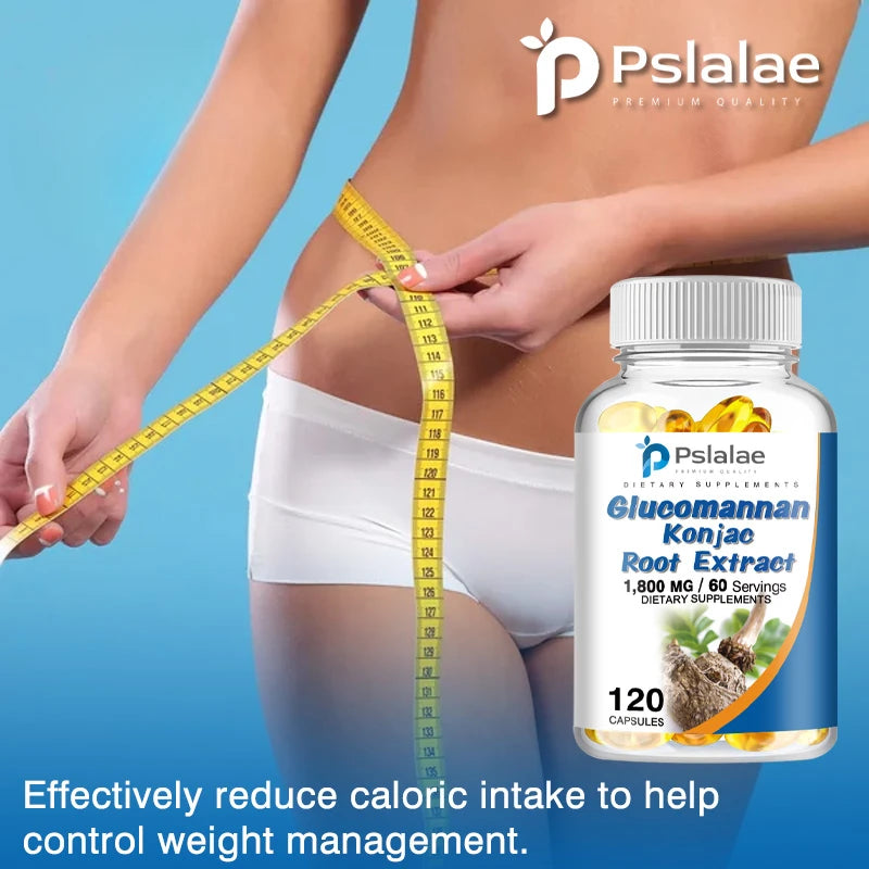 Glucomannan Capsules - Natural Source of Fiber - Gastrointestinal Health, Appetite Suppression, Weight Management