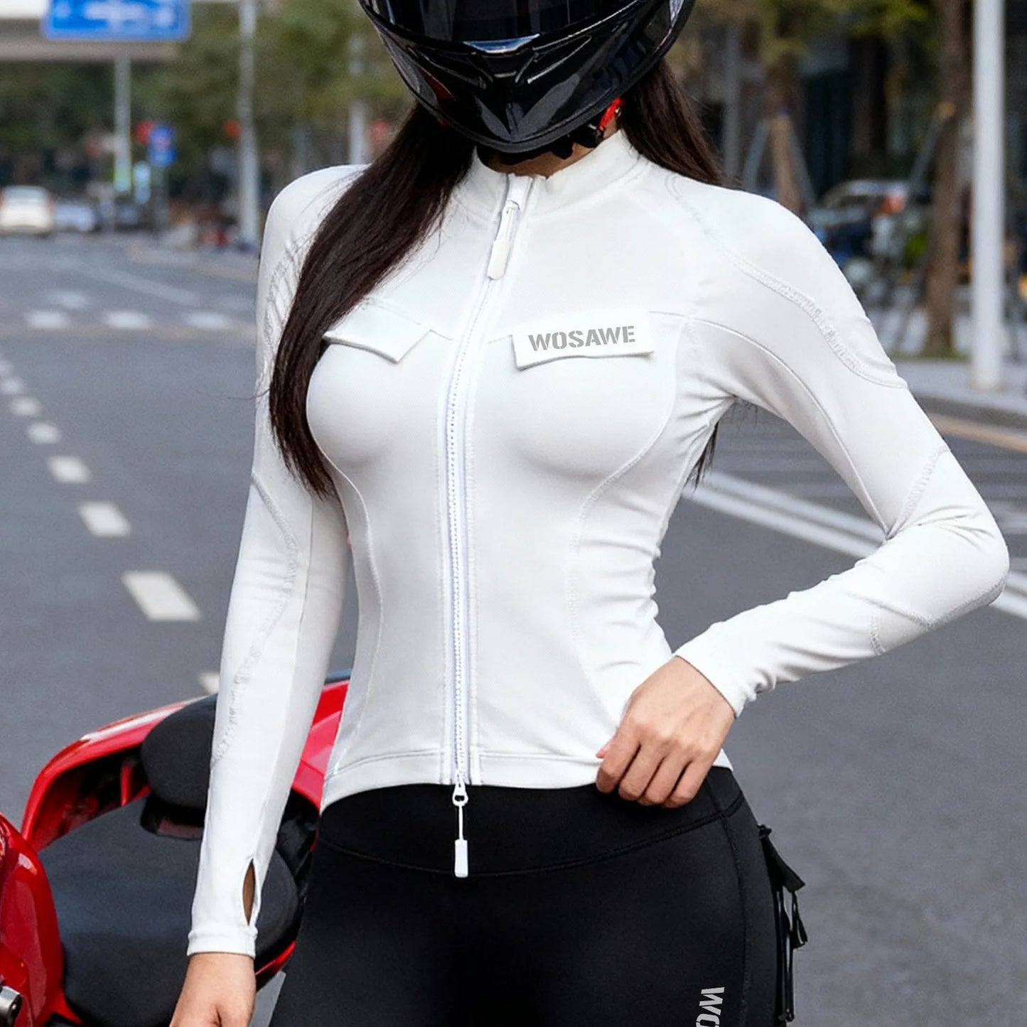 WOSAWE Warm Motorcycle Armor Jacket For Women Anti Fall Motorcycle Soft Armor Winter Motorbike Riding Protective Jacket