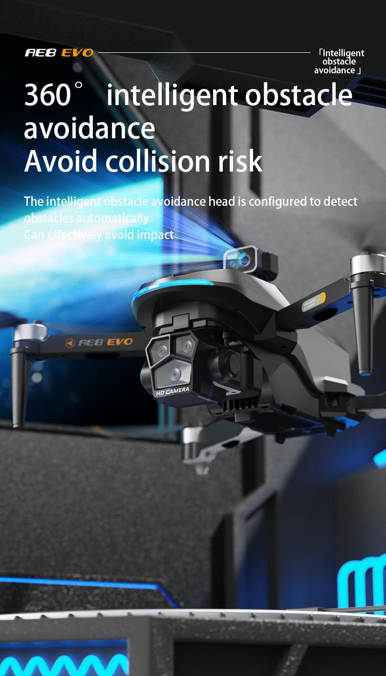AE8 EVO GPS Drone 4K Professional HD Dual Camera With Screen 5G WIFI 360°Obstacle Avoidance Brushless Rc Quadcopter FPV Drones