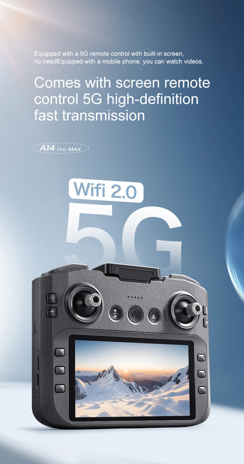 Upgrade A14 Pro Max Drone Aerial 8K HD Dual-Camera 5G WIFI GPS Brushless Motor Optical Flow Obstacle Avoidance RC Drone 10000M