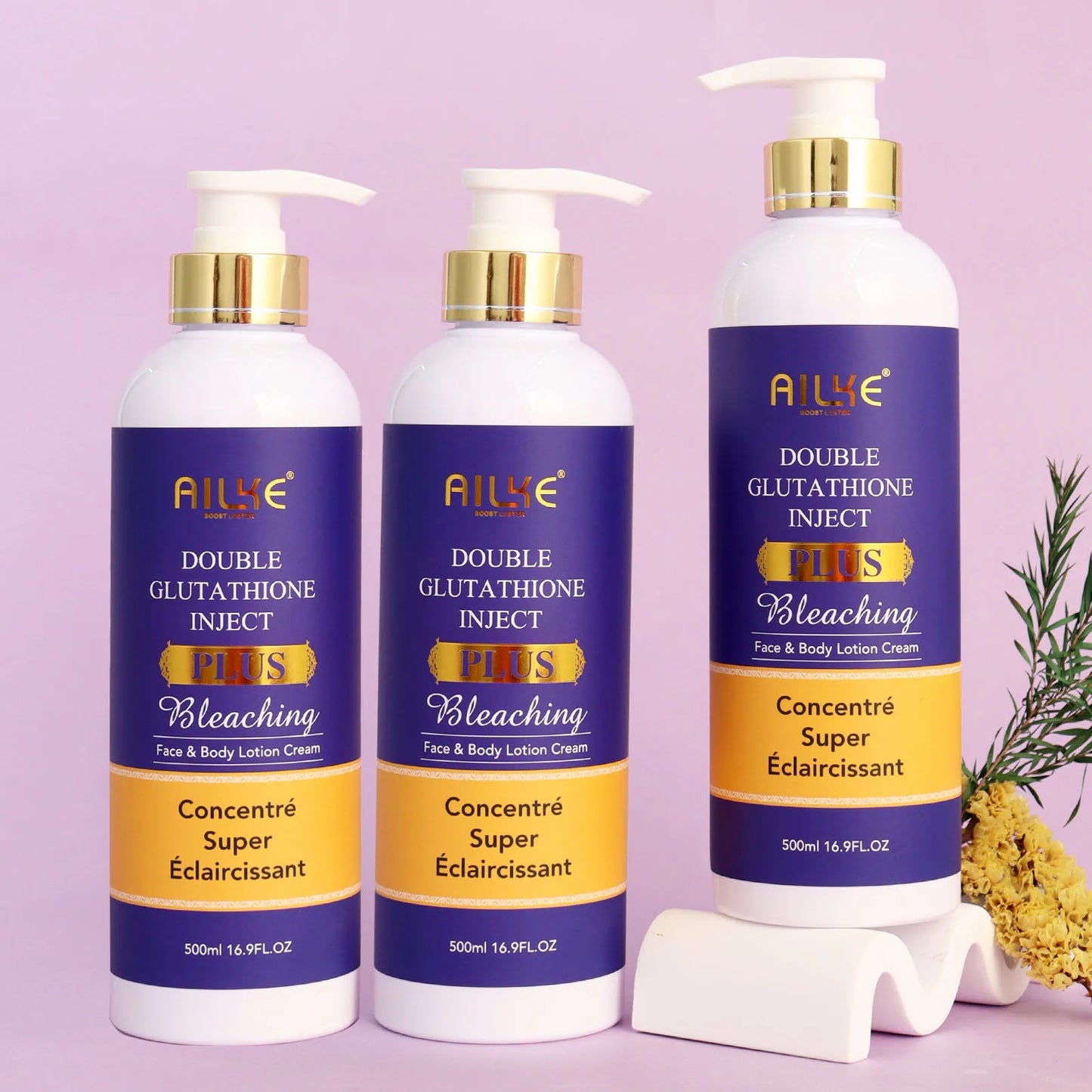 AILKE Double Glutathione Whitening Set For All Skin Types, Reduce Dark Spots, Melanin, Freckles, Chloasma, Even Skin Tone