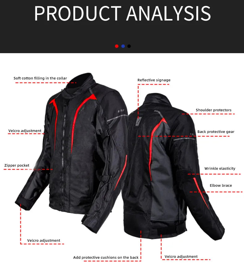 LS2 Original Motorcycle Jacket Winter Warm LS2 SEPANG Motocross Riding Jacket Men Women CE Anti-fall Waterproof Motorbike Jacket