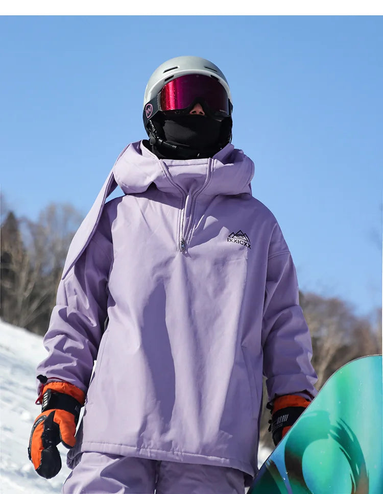 New Trendy Windproof And Warm Rabbit Ear Snow Clothes Men's And Women's Velvet Ski Clothes Set Couple Snow Clothes