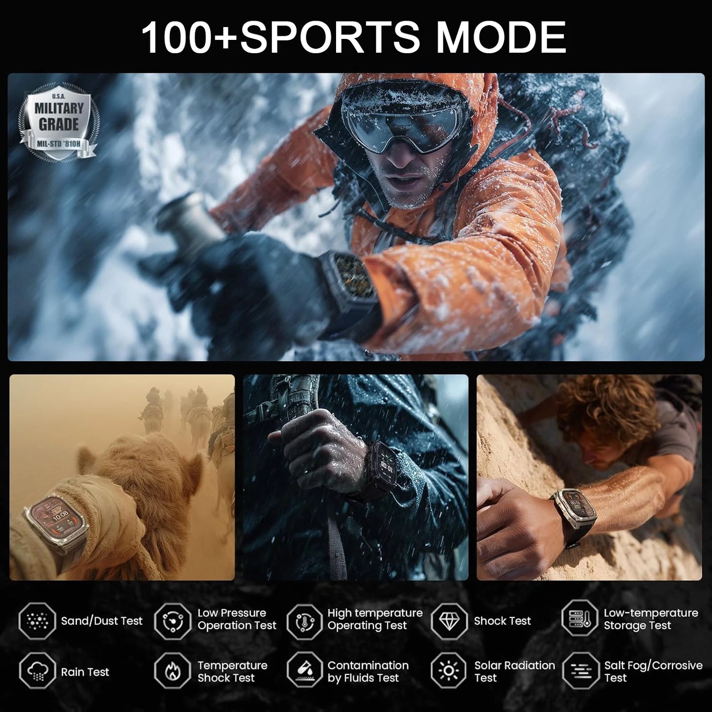 2026 HOT New 1400mAh Large Battery Smart Watch Military Quality 10ATM Waterproof Tactics 100+Sport Bluetooth call SmartWatch Men
