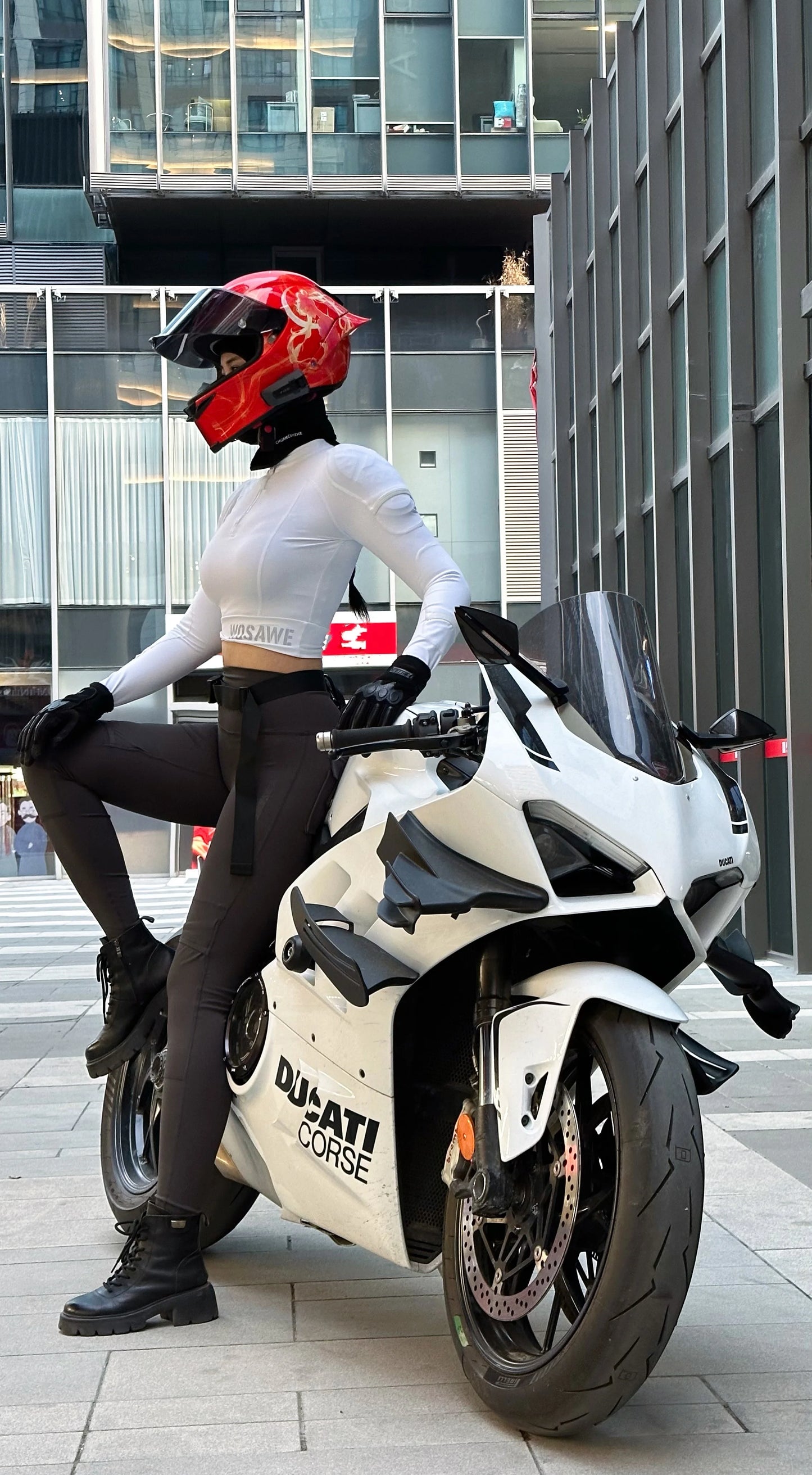 WOSAWE Women Motorcycle Jacket and Pants Set with Removable Pads Soft Protective Gear CE Level 2 Safety Moto Racing Clothes Slim