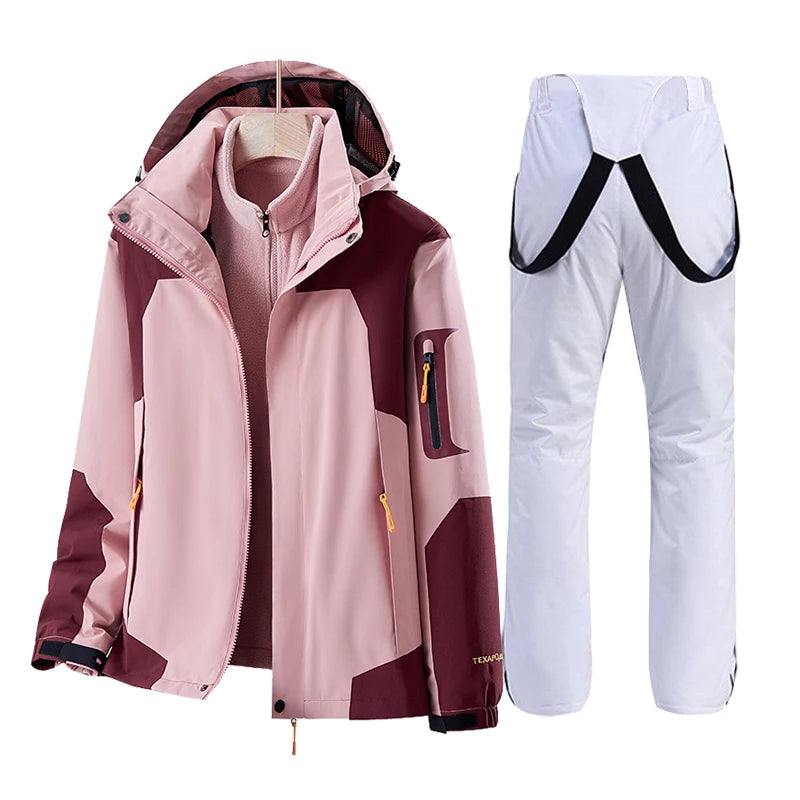 Women Ski Jacket+Pants Winter Warm Windproof Ski Suit Female Snowboard Snow Coat Trousers Outdoor Sports Camping Brand Ovearalls