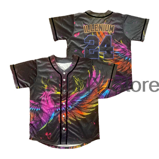 Illenium 2024 EDC Jersey Pop Up Red Rock Baseball Jacket Shirts Short Sleeve Tee Women Men Streetwear Hip Hop Clothes