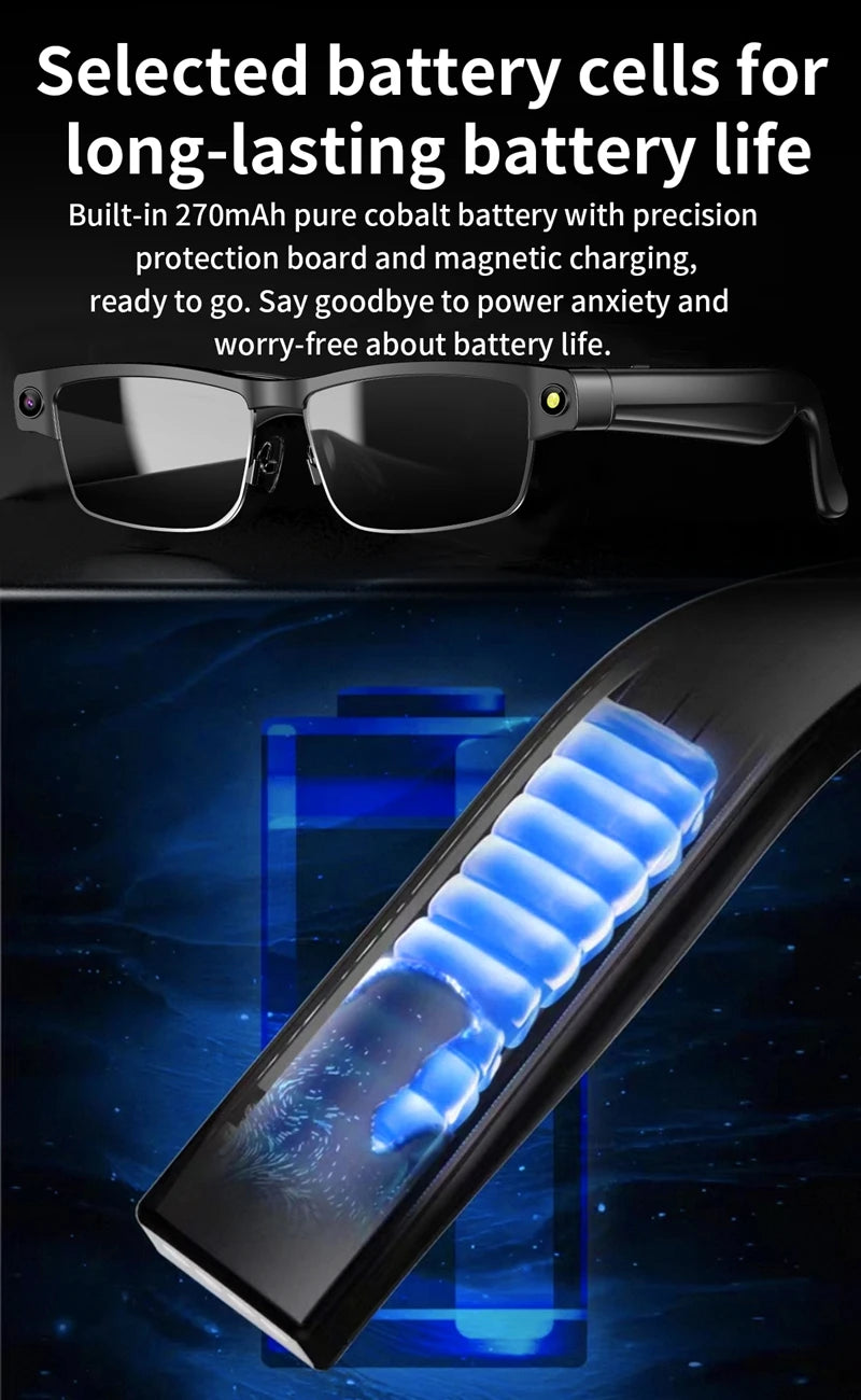 Lenovo HD AI Smart Glasses Photochromic Chat GPT Camera Bluetooth Call Voice Assistant Music Player Translation Semi-Rimless