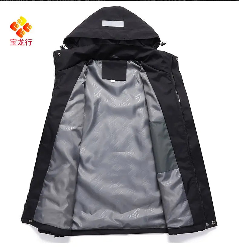 Waterproof Abrasion Resistant Windbreaker, Light Reflective Hooded Jacket for Outdoor Work