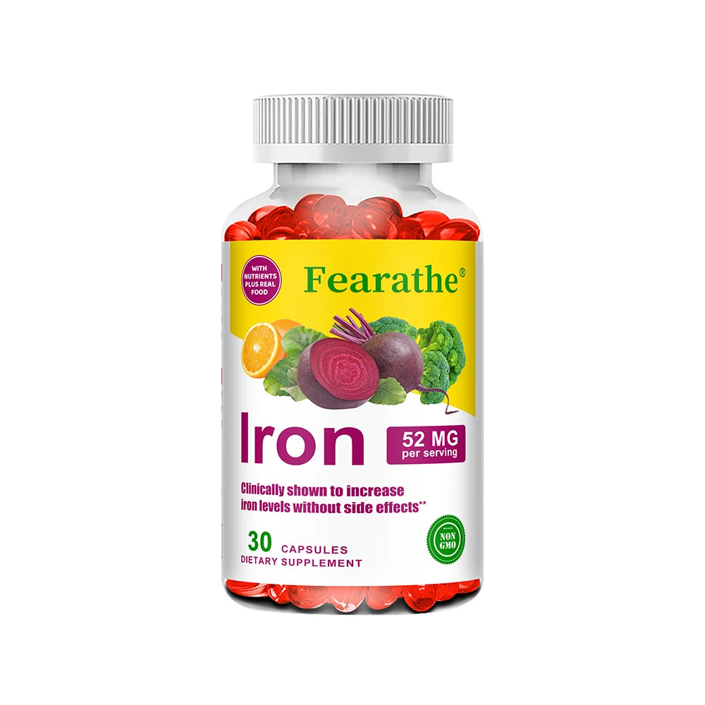 Iron and Vitamin C Supplement - Boosts Energy, Focus, and Immune Function, Supporting Red Blood Cells, Improve Immunity, Non-GMO
