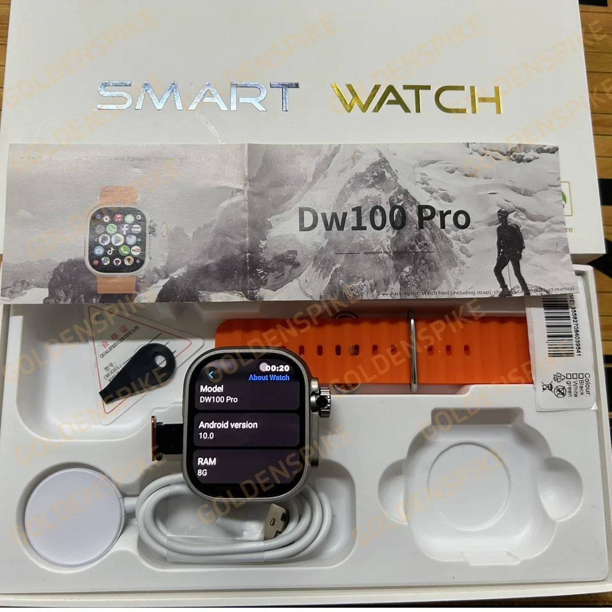 DW100 Pro Android Smartwatch Fingerprint Unlock Control Smart Watch 256GB ROM Free Download App WIFI GPS Camera 2.29inch Amoled
