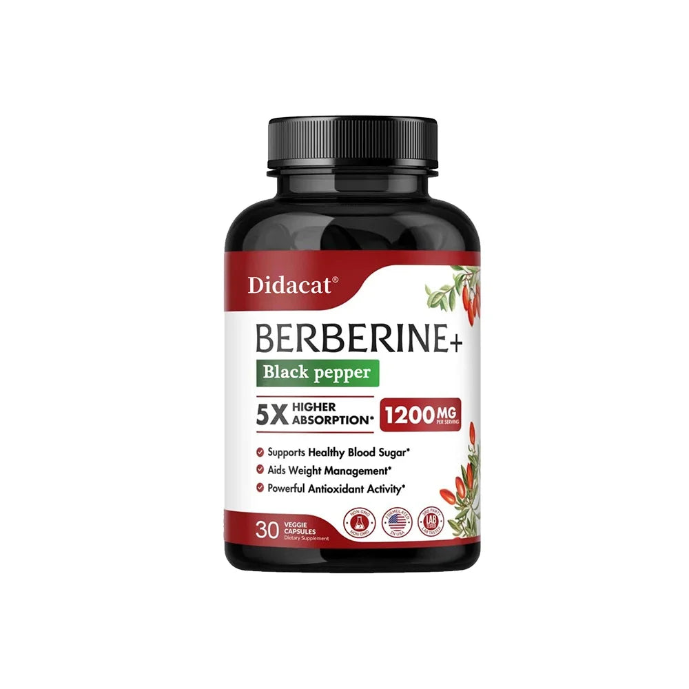 Berberine HCl Supplement - for Metabolism & Cholesterol, Weight Management, GI & Immunity Vegetarian, Gluten-Free