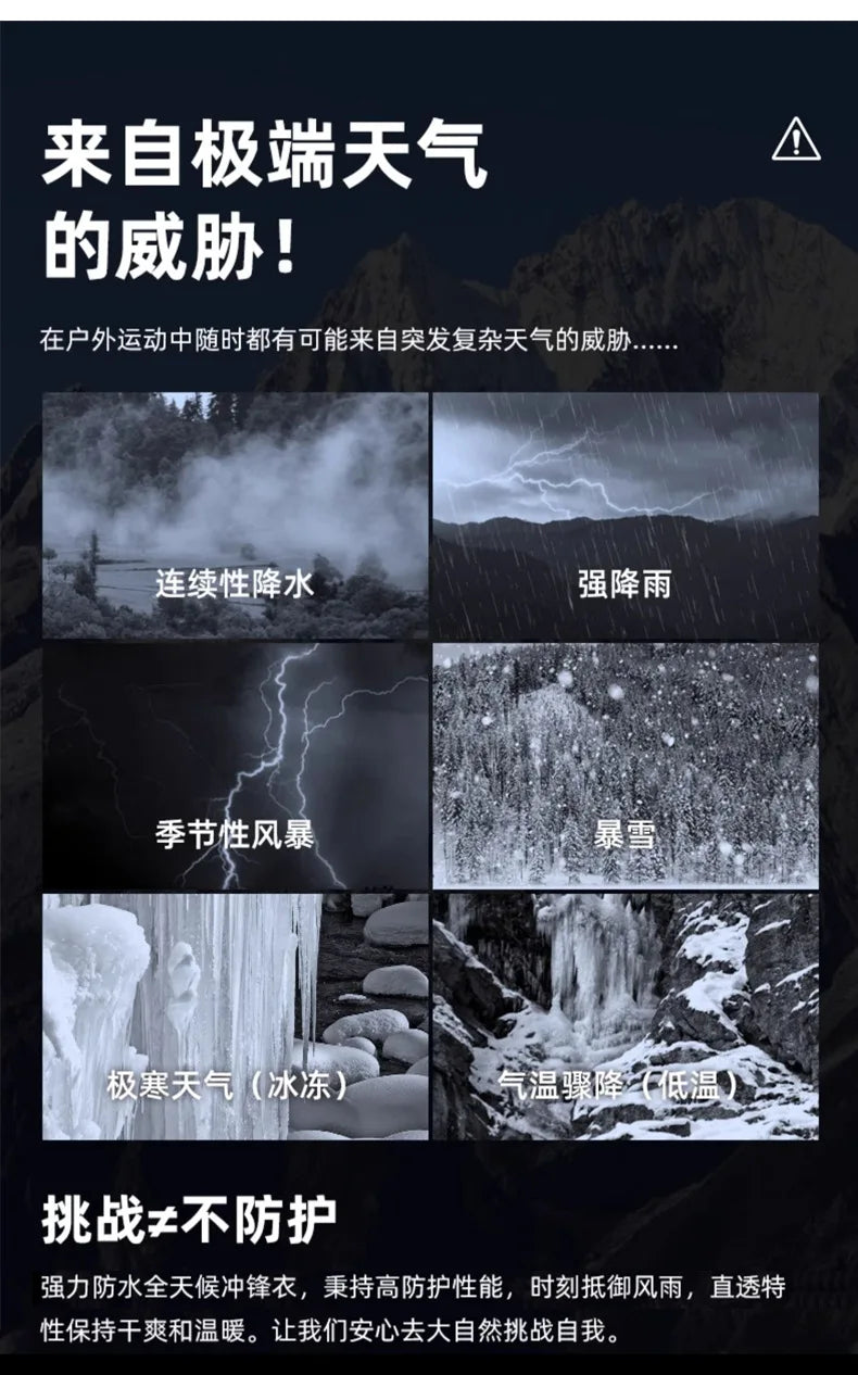 All-Weather Waterproof Hiking Jacket, High Breathability Mountaineering Coat for Men & Women
