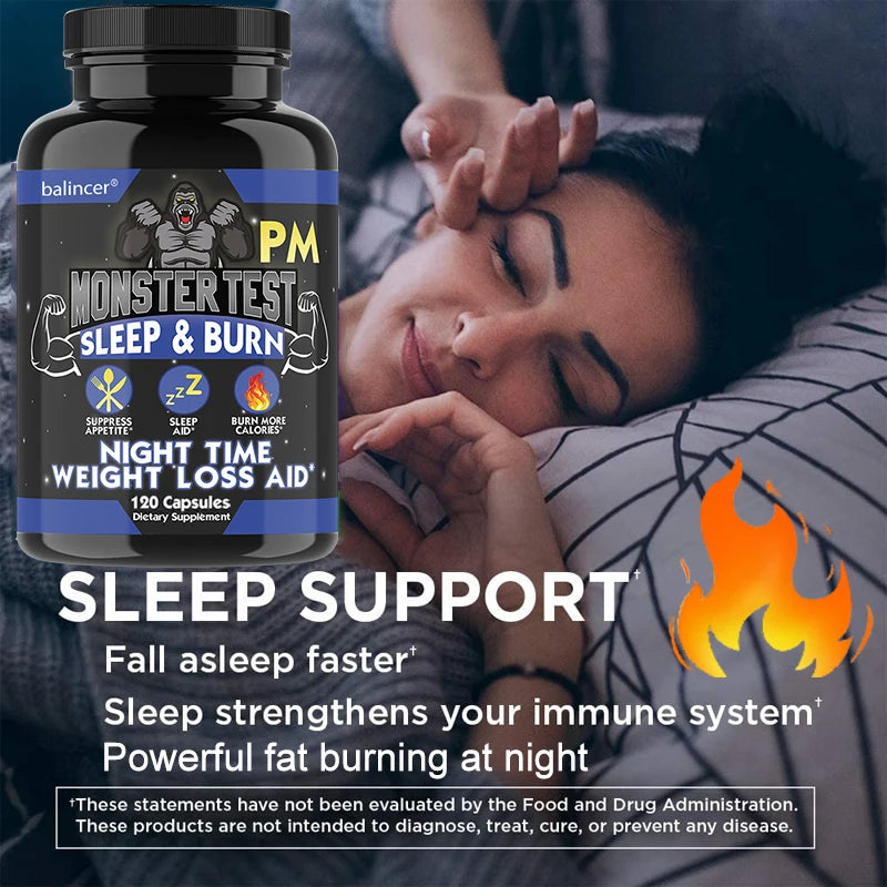 Nighttime Fat Burning Supplement - with Natural Plant Extracts & Magnesium, Zinc, Weight Management, Unisex