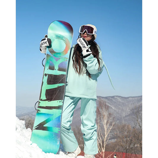 New Trendy Windproof And Warm Rabbit Ear Snow Clothes Men's And Women's Velvet Ski Clothes Set Couple Snow Clothes