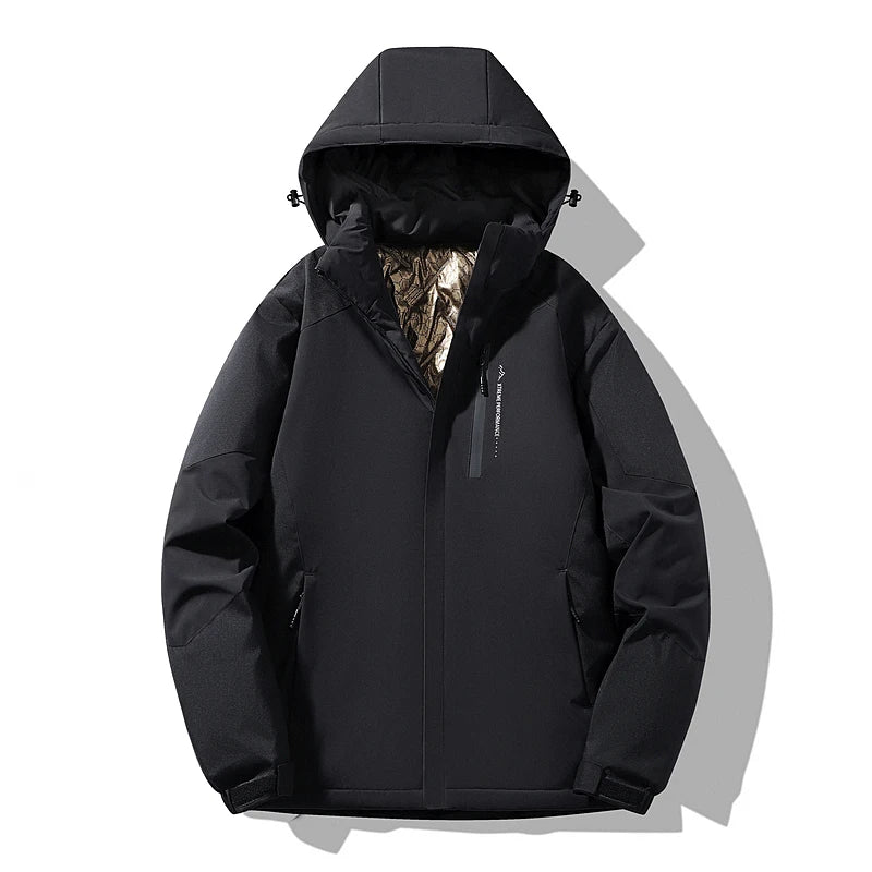Autumn And Winter Outdoor Graphene Couple Style Lock-Iin And Warm Fashion Casual Simple Contrast Color Hooded Cotton Coat