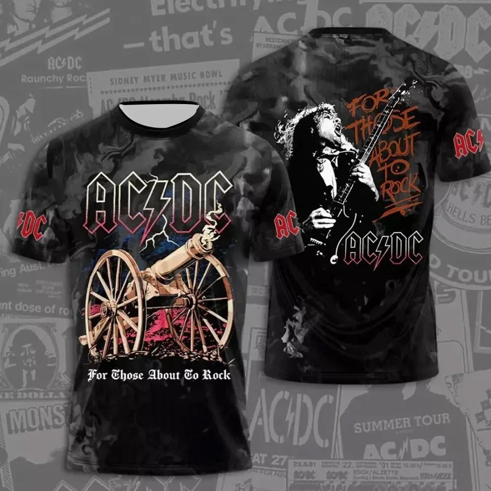 Men's Rock Band T-shirt Summer Trend Street Round Neck Short Sleeved Tops Loose Unisex Clothing