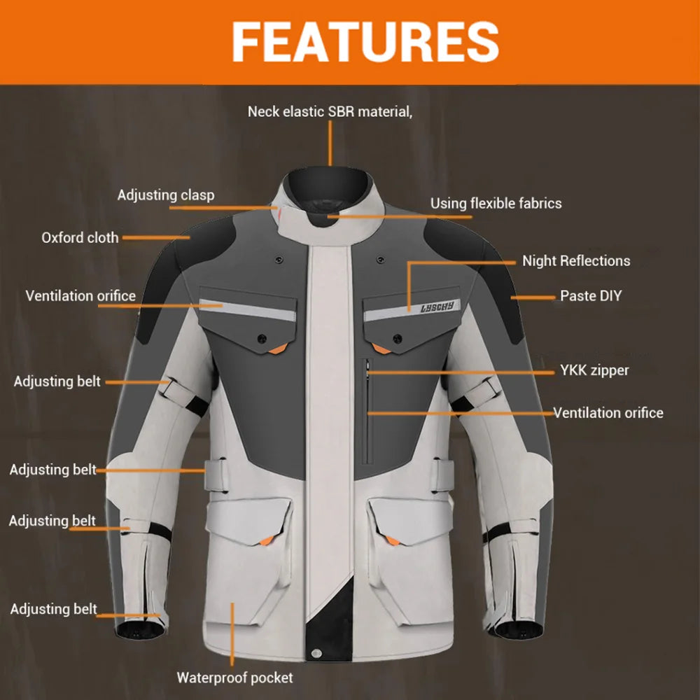 Motorcycle Jacket Motocross Jacket Pants Suit Waterproof Moto Jacket Racing Motorbike Jacket Riding Protection Men Women