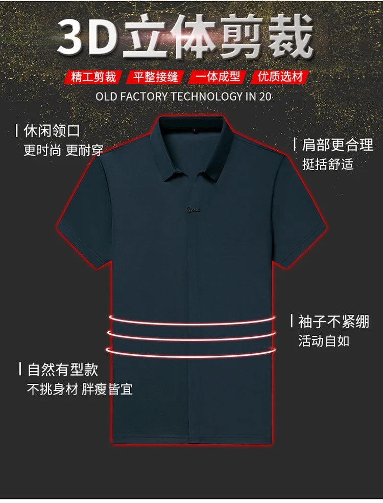 High End Mulberry Silk T-shirts Man Long Sleeve Tops Business Casual Elastic Non-iron Seamless Quality Luxurious Men Polo Shirts