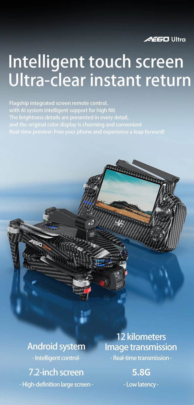 AE60 Ultra GPS Drone Profesional 8K HD Camera 3-axis gimbal Aerial Photography 12KM Obstacle Avoidance FPV Airdrop Fishing Drone