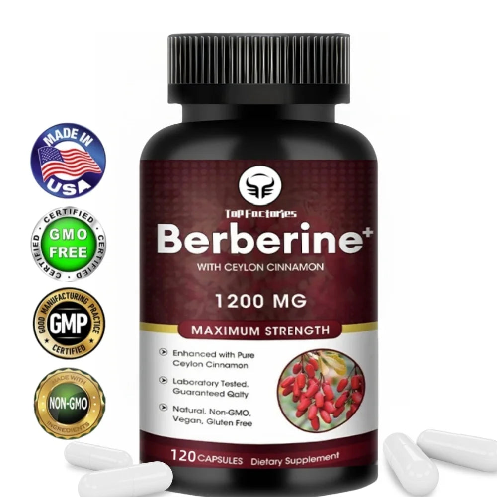 Top Factories Berberine Capsules 1200mg Natural Vegan Supports Heart Health Immune System Liver Health Digestion and Weight Loss