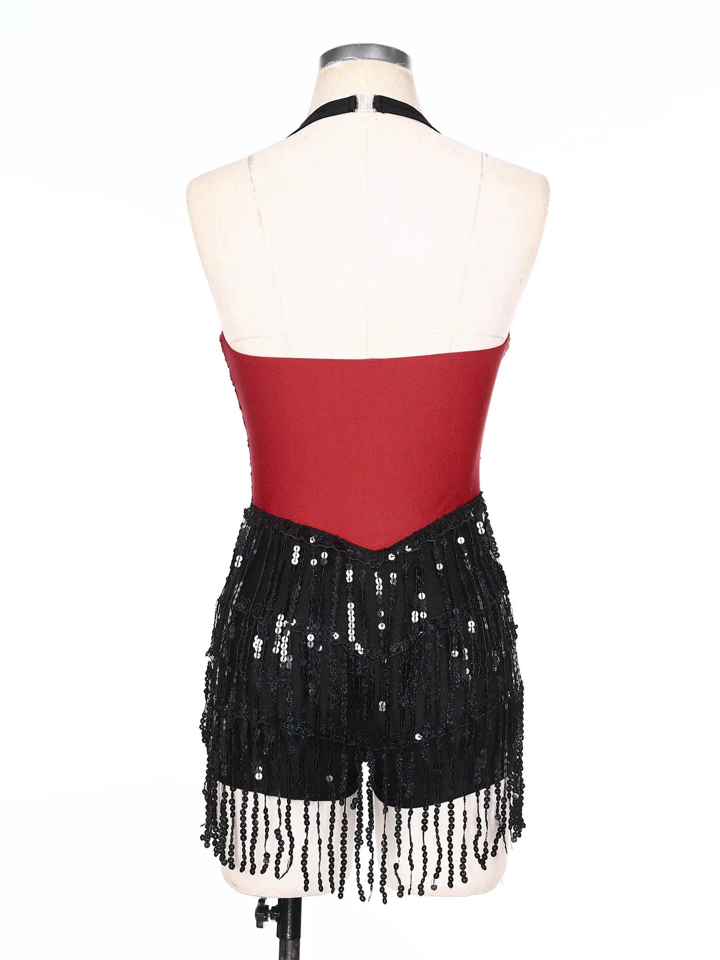 Women Modern Dance Dress Performance Costume Shiny Sequins Sleeveless Latin Jazz Tango Salsa Dance Leotard Bodysuit Dress Outfit