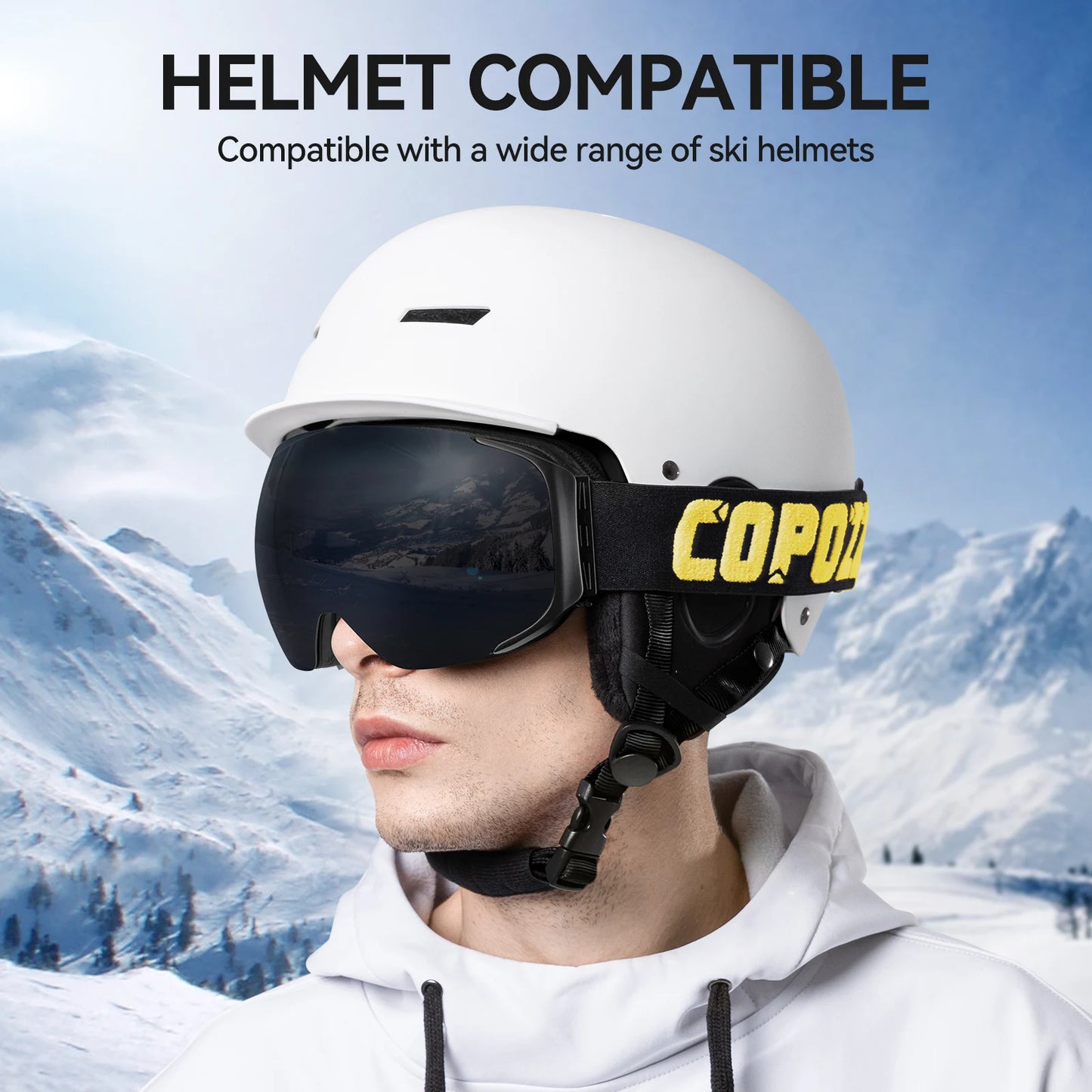 COPOZZ Magnetic Ski Goggles Men Women UV400 Protection Anti-Fog Ski Mask Outdoor Sport Snowboard Skiing Eyewear Adult