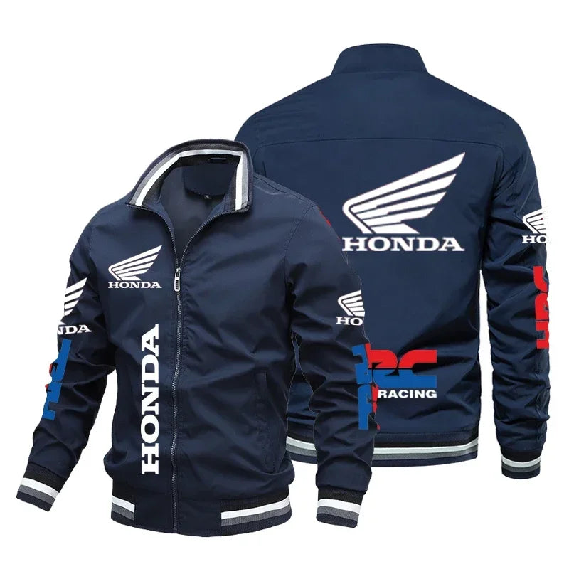45472 New Honda Motorcycle Men's Jacket Honda Print Bomber Jacket Casual Trendy Baseball Uniform Men's Women's Motorcycle Jacket