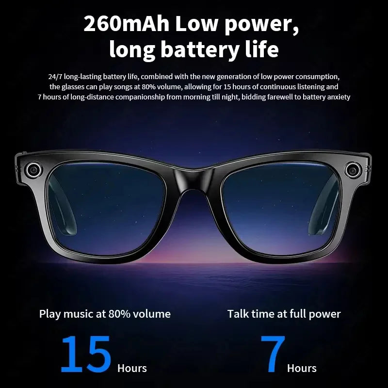 Tavyu Smart Glasses HD 8K Photochromic Lens Bluetooth Call WIFI Transmission Music Translate Video Recording Camera Glasses Men