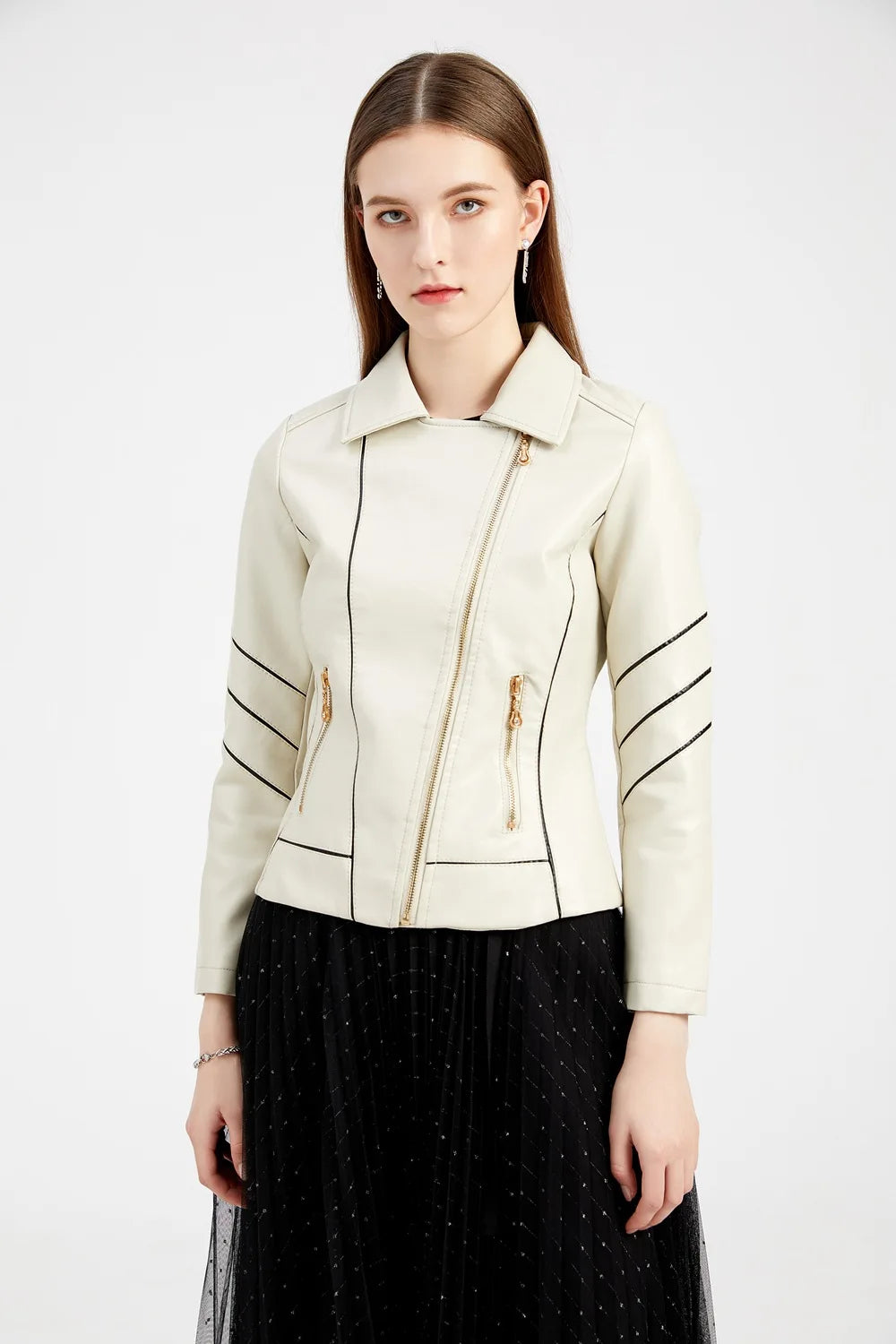 Red PU Faux Leather Jacket Women fashion Casual Biker Jackets Outwear Female Tops spring and autumn Black Leather Jacket Coat