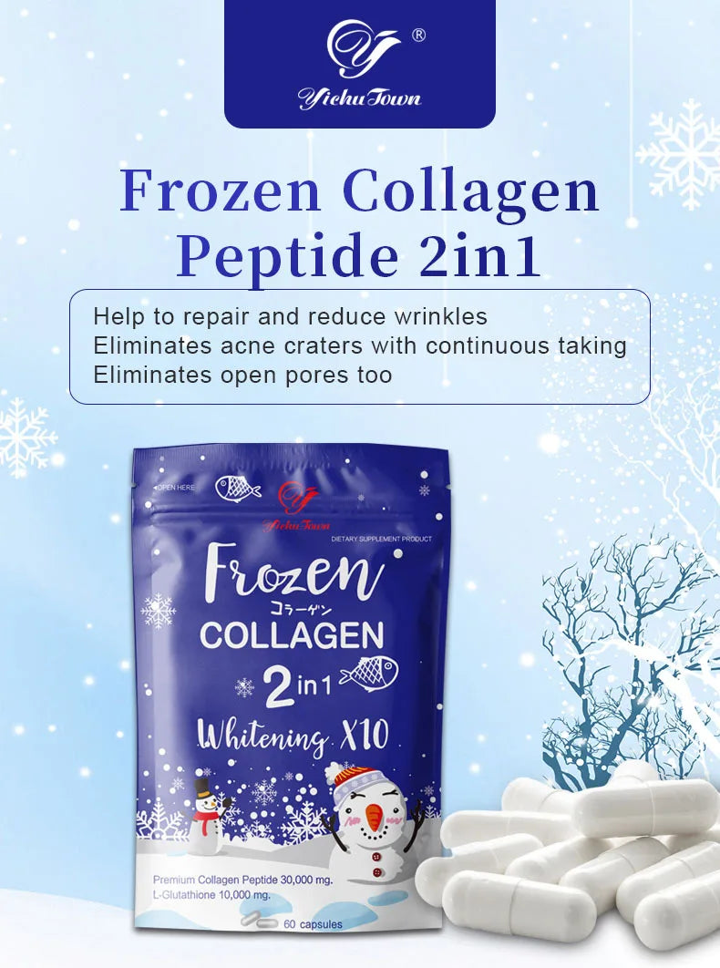 2 bags of 2-in-1 frozen collagen pills, peptide whitening and detoxification capsules, body care, slim figure and smooth skin.