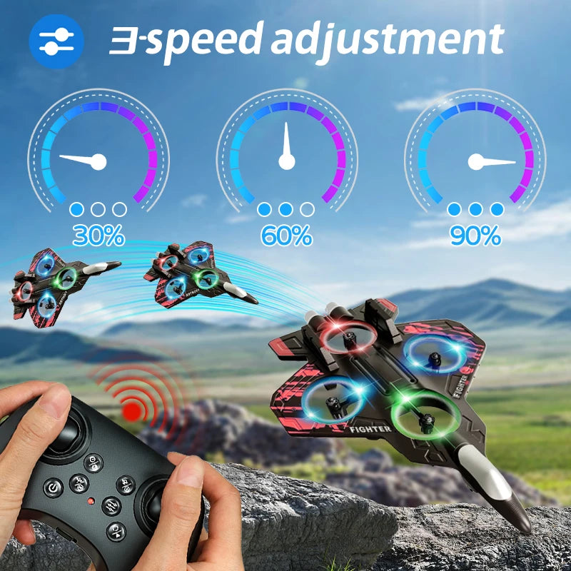 L101 RC Foam Airplane Mini Drone 2.4G Fighter Stunt Helicopter 360° Flip Remote Control Aircraft LED Colored Lights Quadcopter